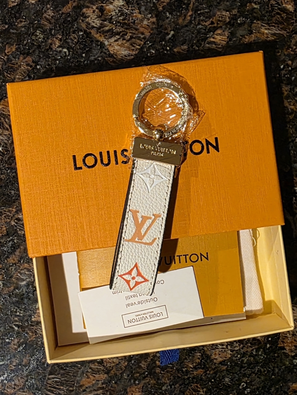Monogram Key Chain w/Box - White